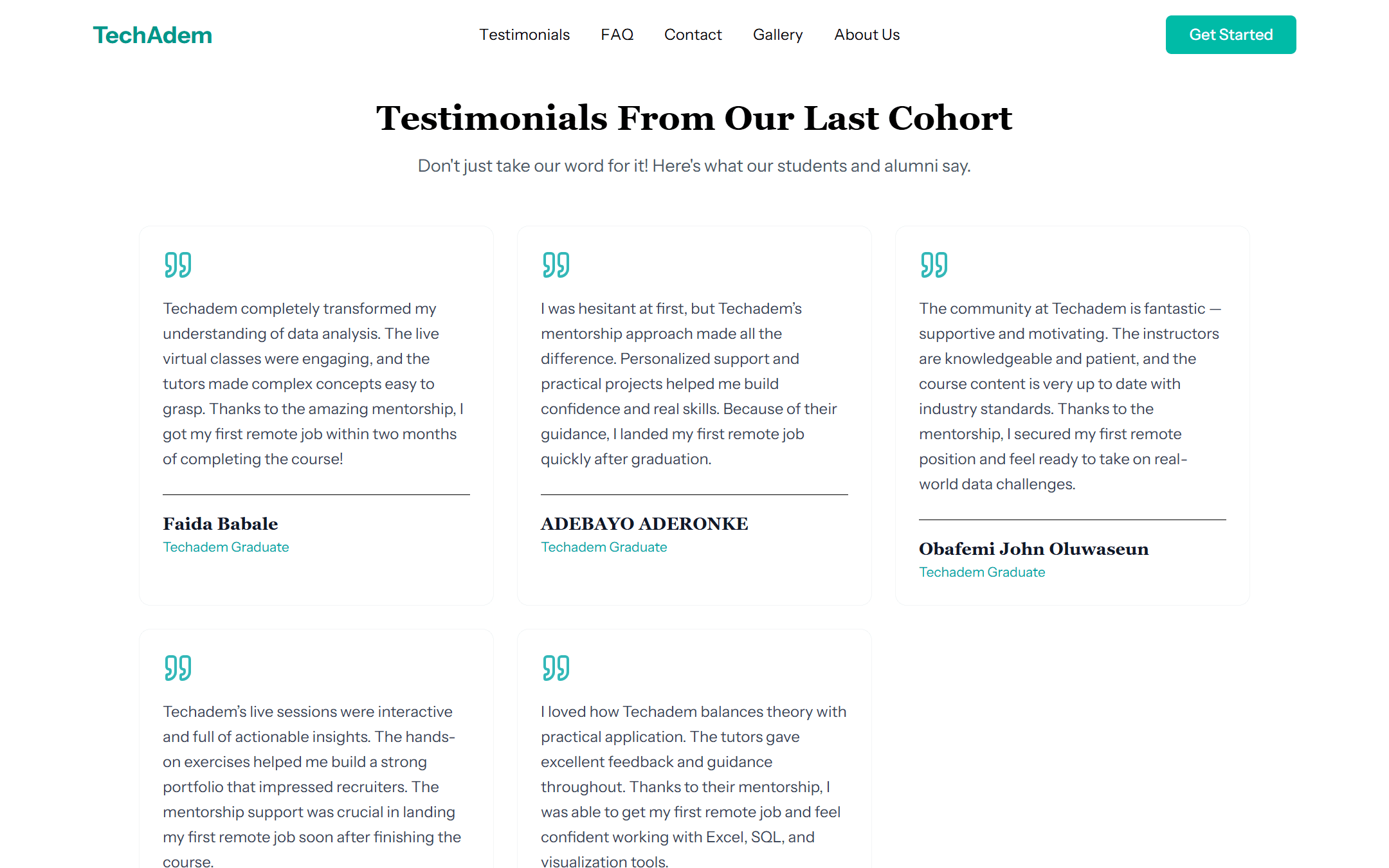 Techadem Data Analysis Cohort screenshot 1